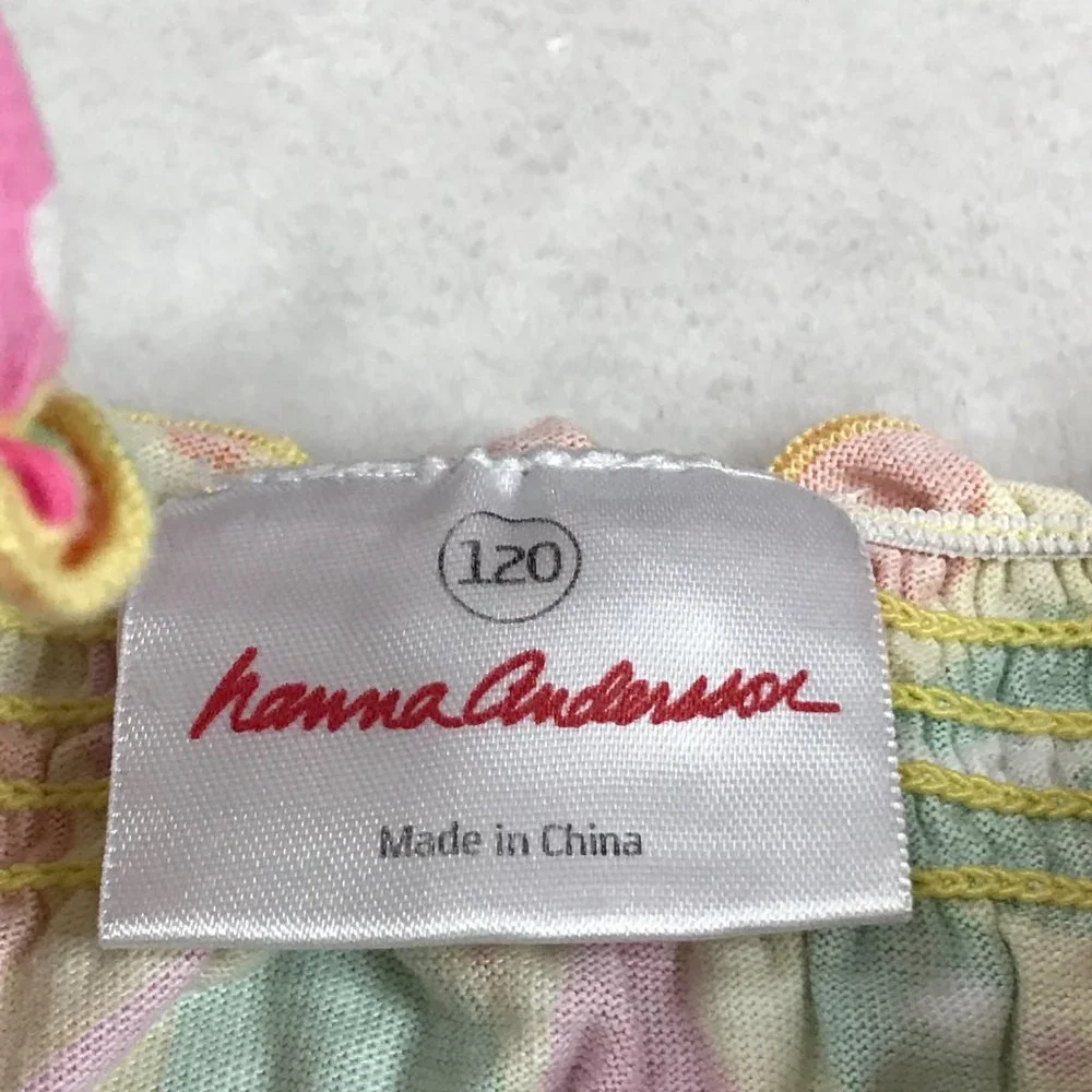 Hanna Andersson Multicolor 100% Cotton Knit Shift Dress Pockets Girls Size 120cm